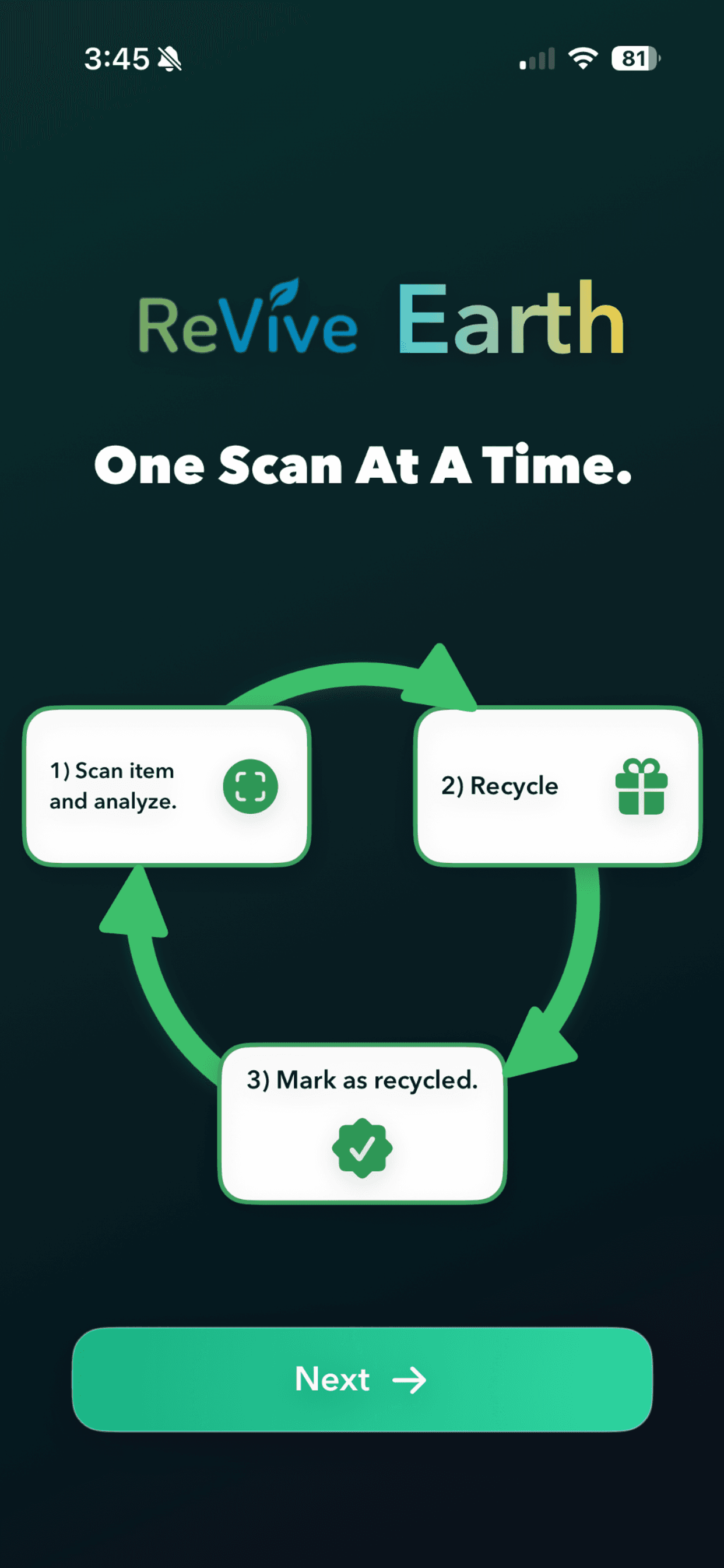 ReVive onboarding screen